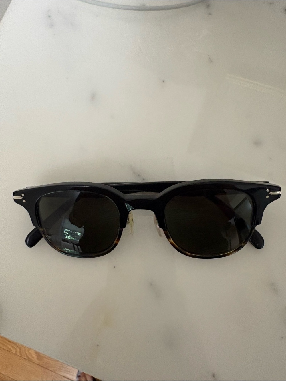 Classic Black Celine  Clubmaster-Style Sunglasses with Dark Lenses